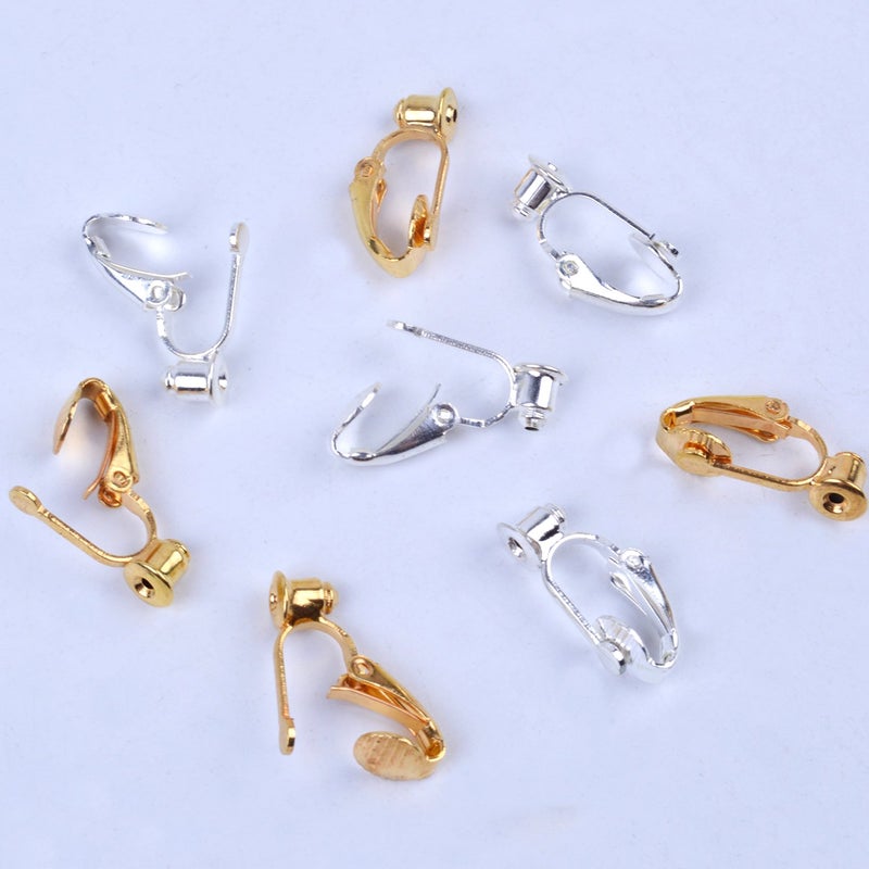 BronaGrand 20 Pieces Earring Clip Backs Clip-on Earring Converter Components Findings with Post for None Pierced Ears, Silver and Gold - Image 5